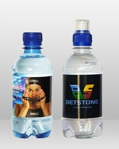 Branded Water - 330ml rPET Available in Screw and Sport Cap Still and Sparkling - Your Label Design Printed and Applied to the Bottles